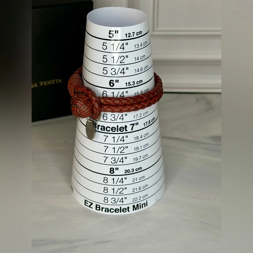 Bottega Veneta Intrecciato Braided Leather Bracelet | Brown | 6.5” | Full Set - Picture 5 of 6
